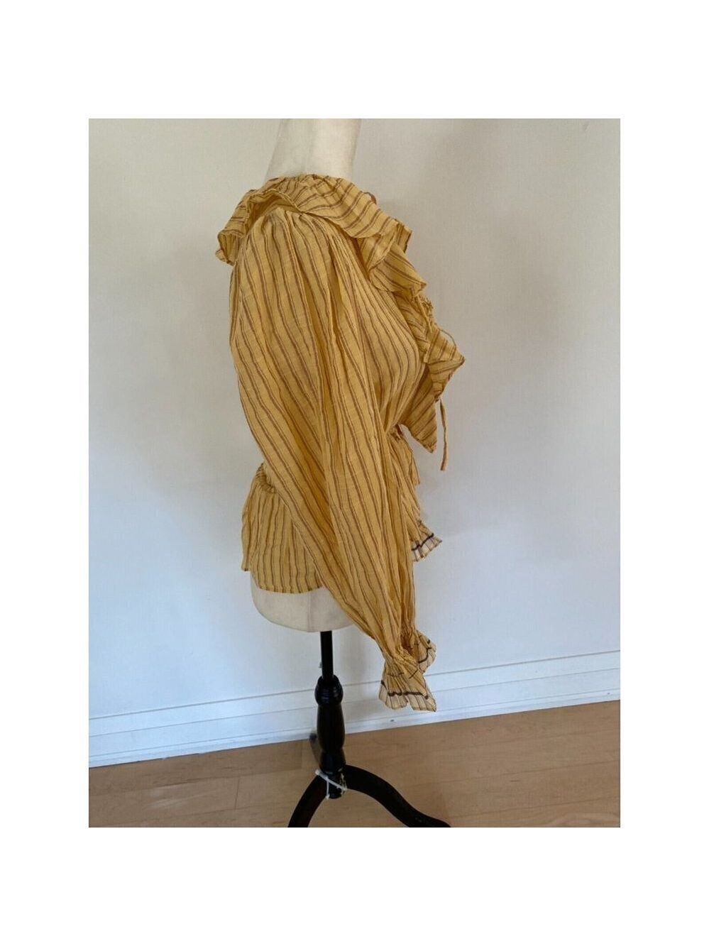 ULLA Johnson BNWOT Blouse "Kalila" V-Neck Stripe Sz 0 Striped Ruffles - Picture 3 of 10